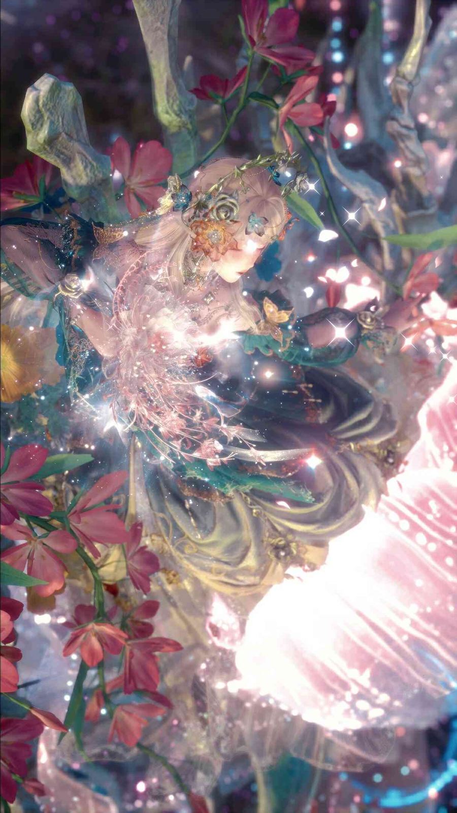《无限暖暖》原画:花间的竖幅精灵装扮