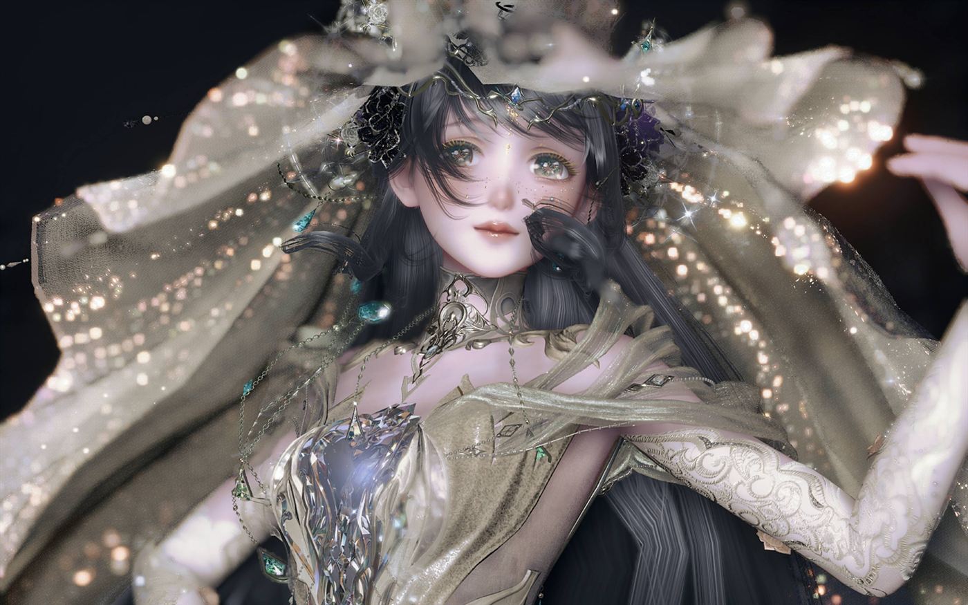 《无限暖暖》原画:金纱礼服